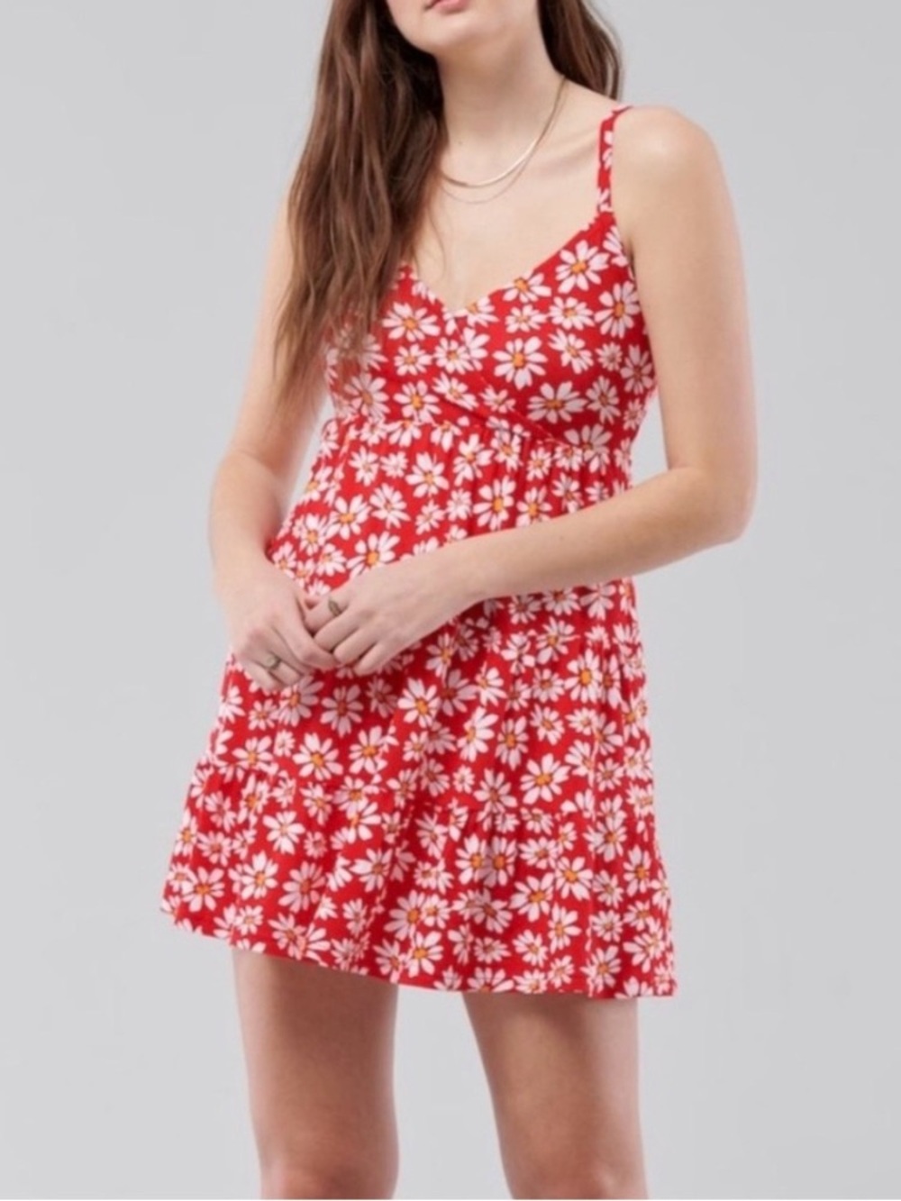 Small Hollister red floral babydoll dress